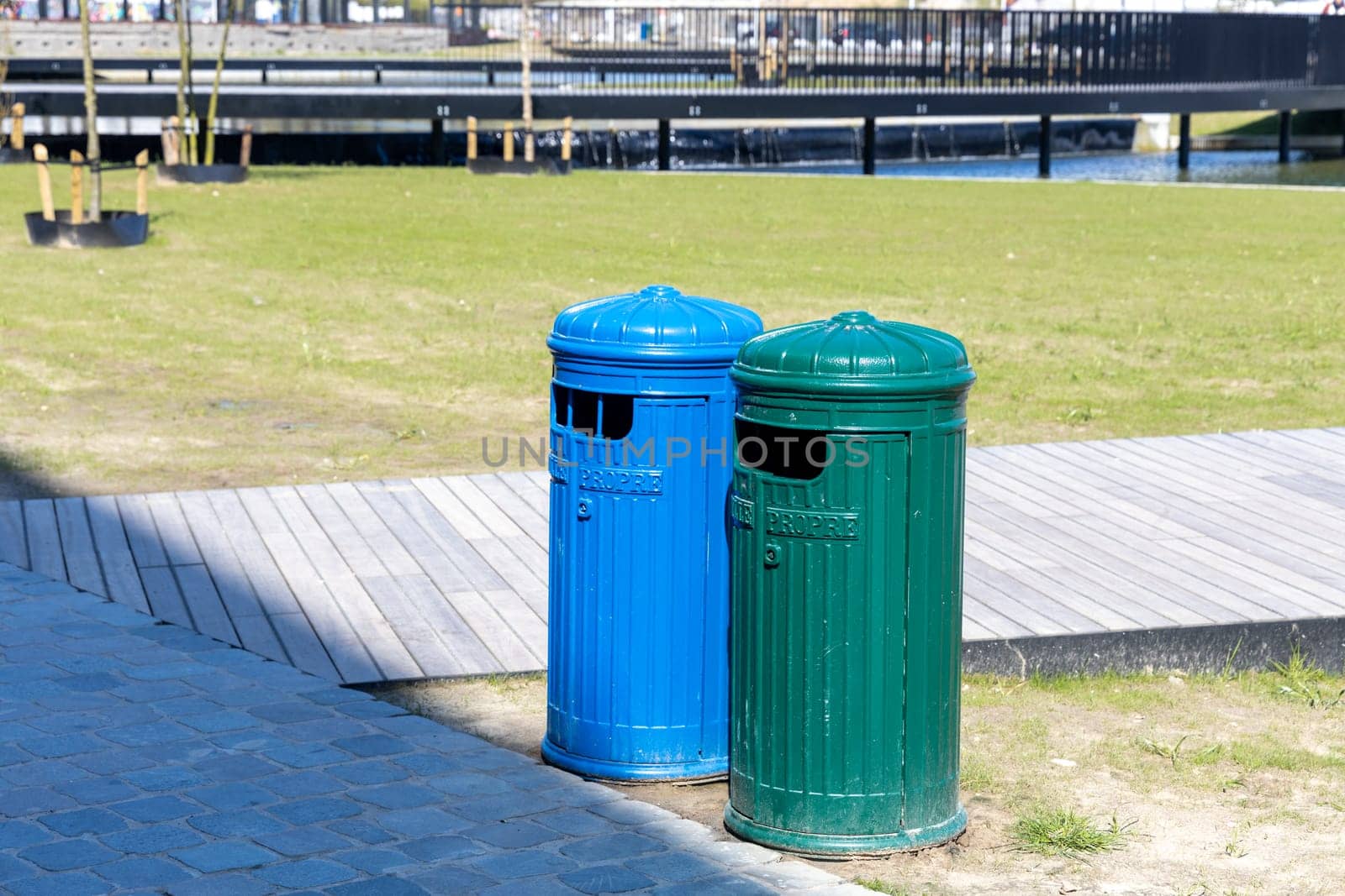 Eco-friendly waste containment in green environment.