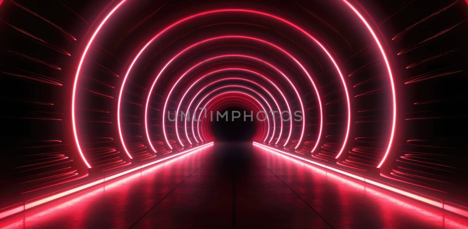 A tunnel of luminous red lines around by cherezoff