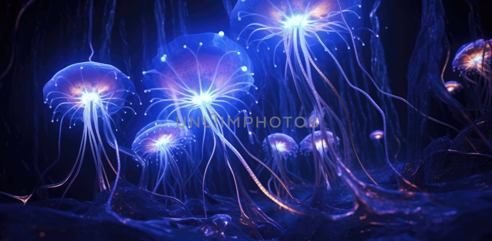 Transparent mushrooms or jellyfish by cherezoff