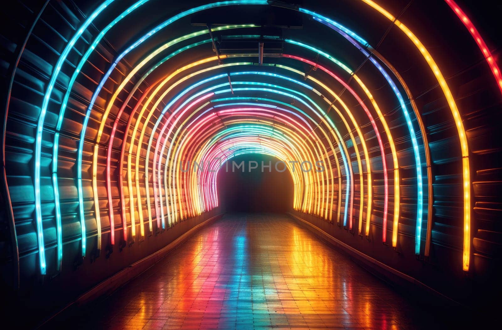 A tunnel of luminous lines around. Beautiful background for your product