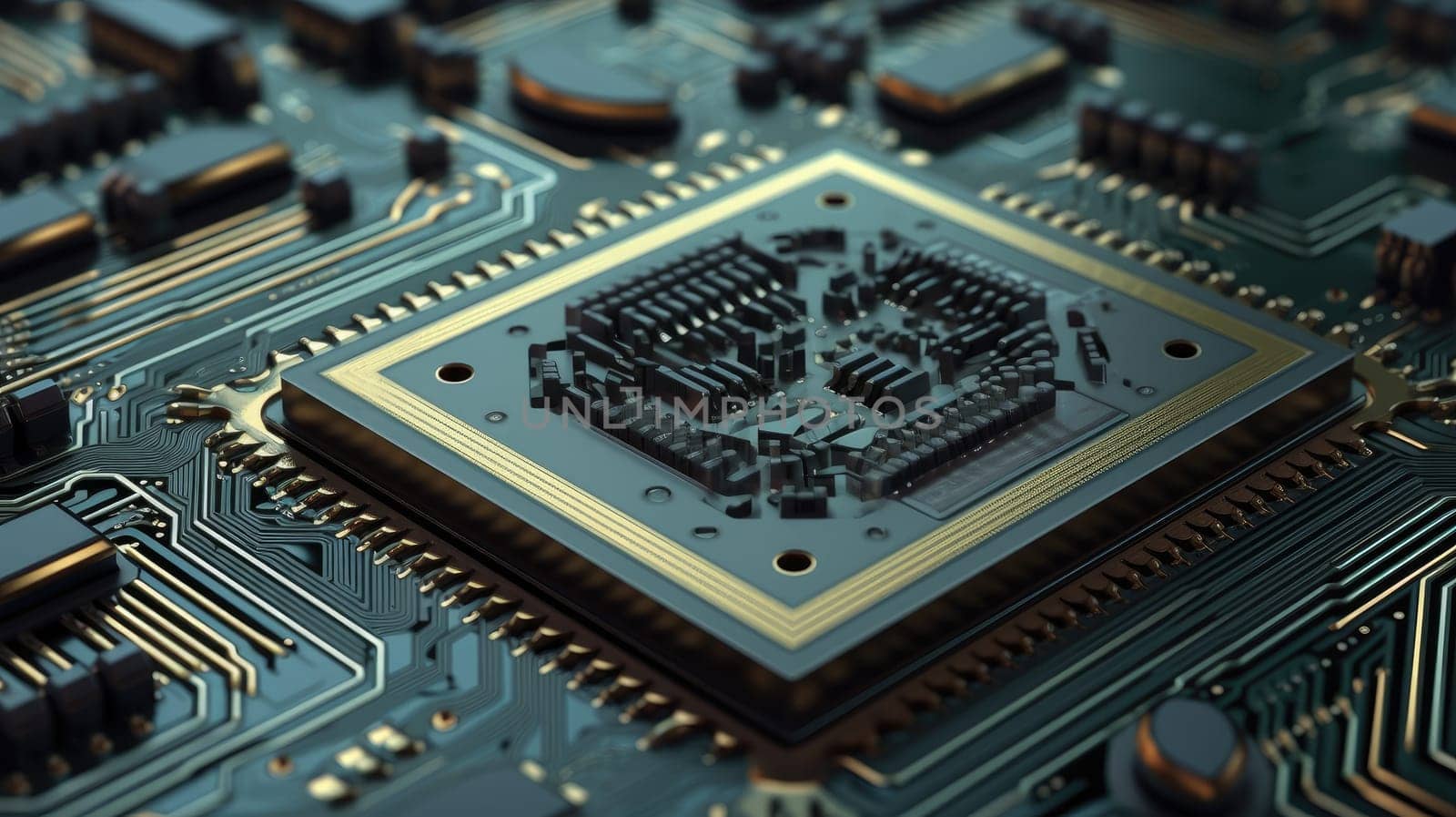 Abstract representation of the CPU on the circuit board