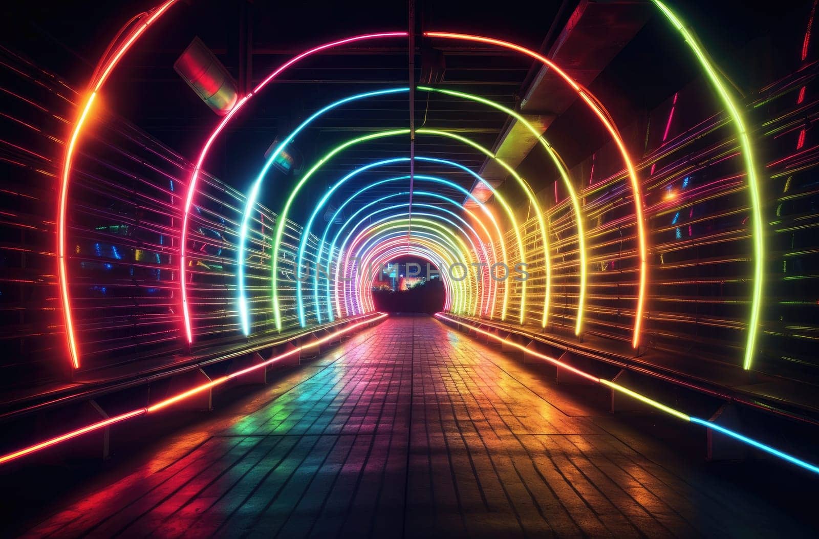 A tunnel of luminous lines around. Beautiful background for your product