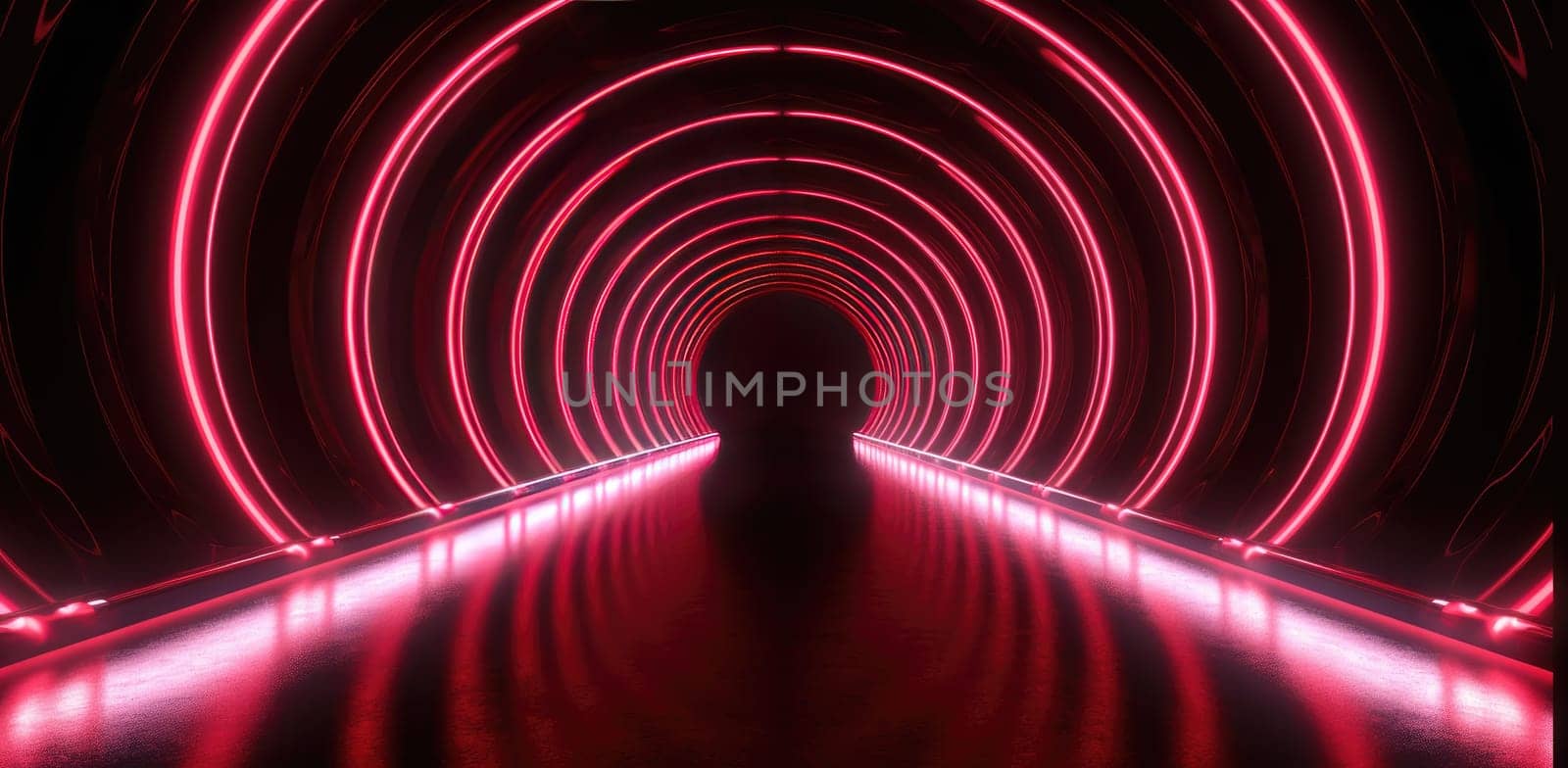 A tunnel of luminous red lines around by cherezoff