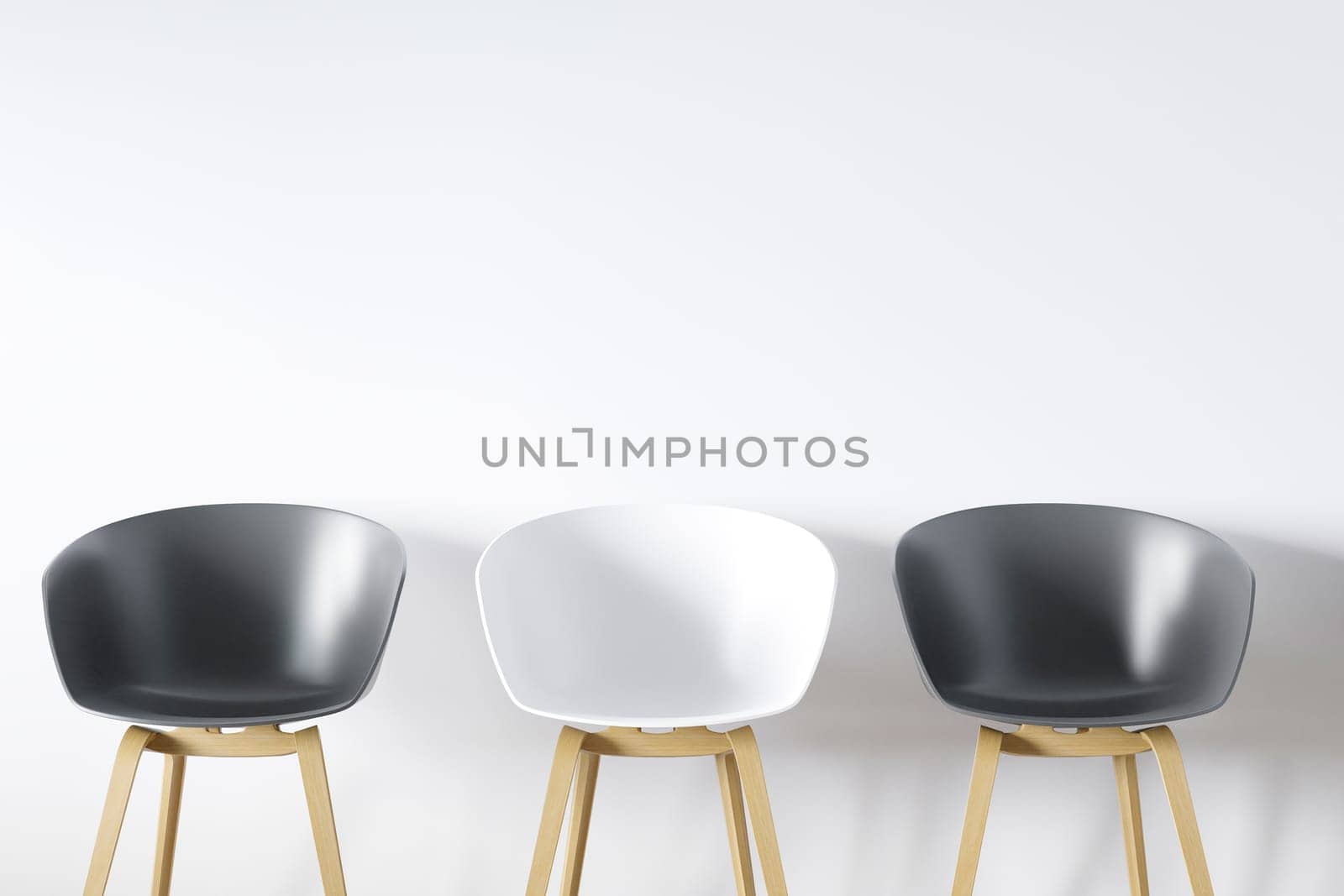 Row of chairs with one odd one out. Job opportunity. Business leadership. recruitment concept. by ijeab