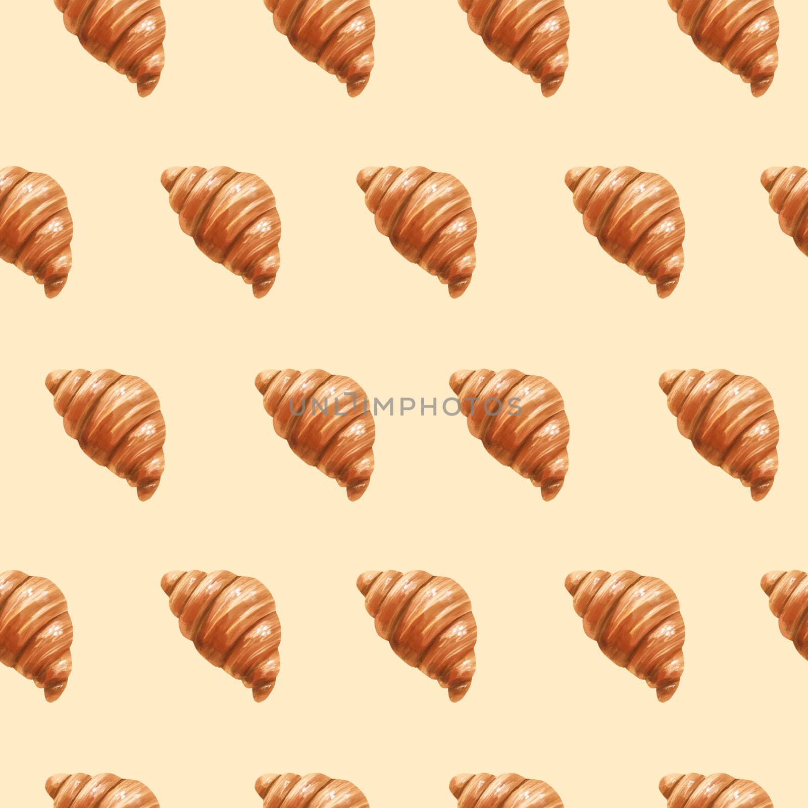 Seamless pattern with baking. Hand drawn illustrations of sweet pastries croissants
