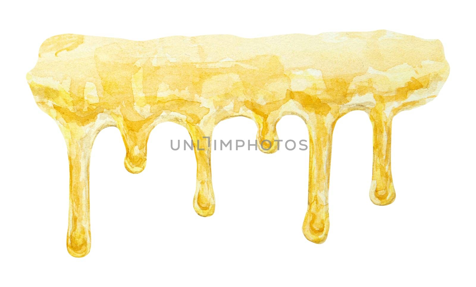 Watercolor seamless illustration of honey. Hand drawn and isolated on white background. Great for printing on fabric, postcards, invitations, menus, cosmetics, cooking books and others.