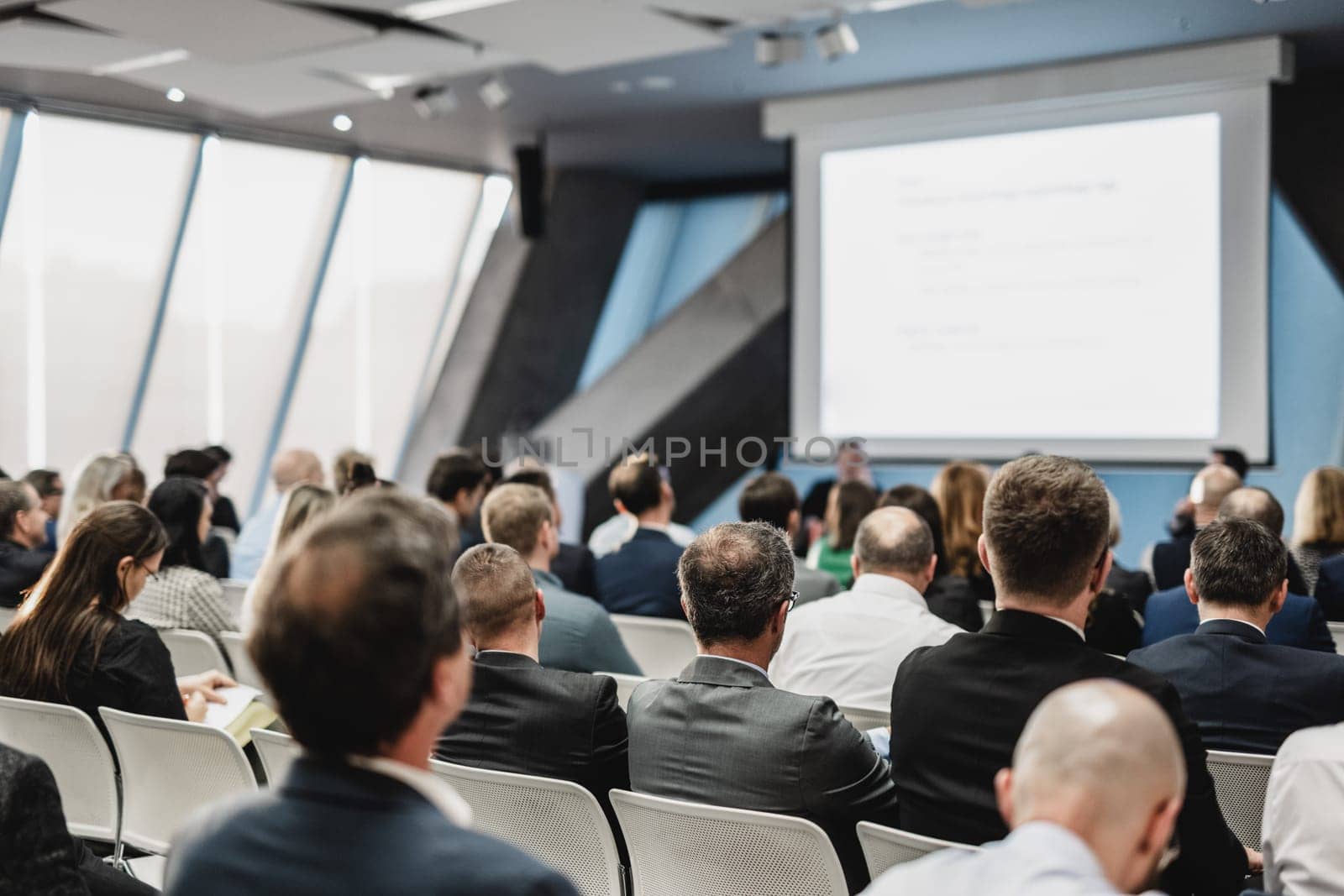 Round table discussion at business conference meeting event.. Audience at the conference hall. Business and entrepreneurship symposium