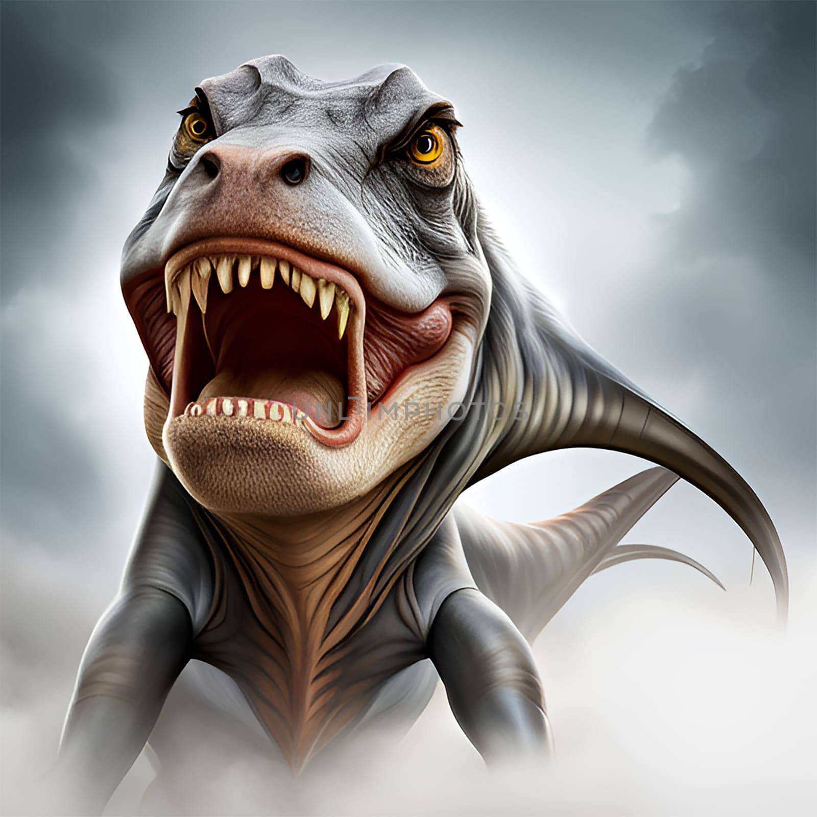 Angry Tyrannosaurus rex t-rex dinosaur roaring - Generative AI by Elenaphotos21