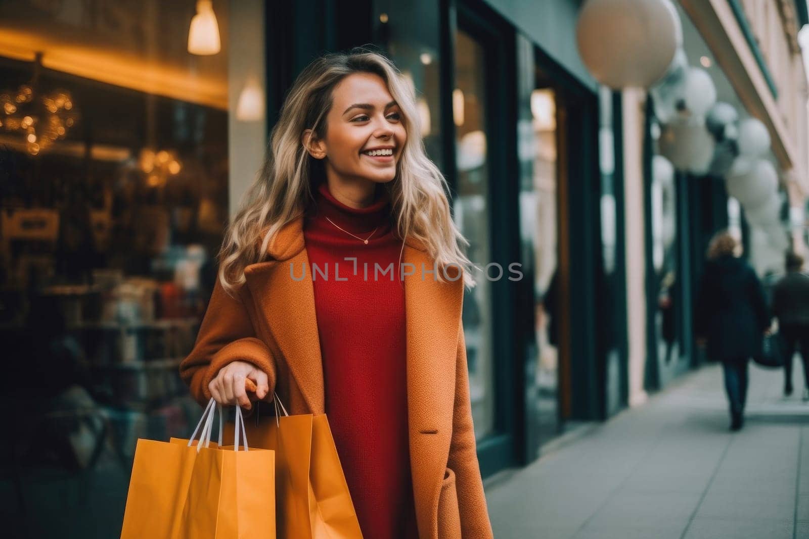 Smiling attractive young women shopping at shoes store. ai generated