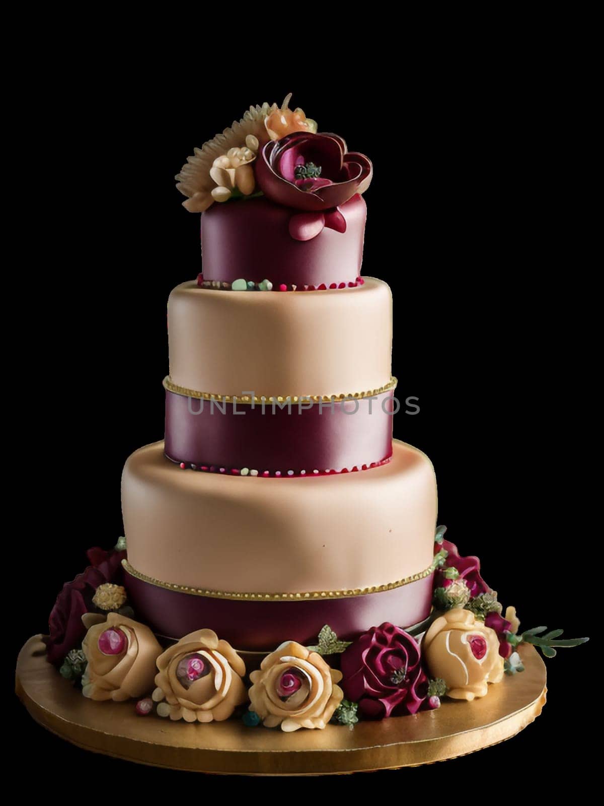 wedding marzipan cake. isolated background. generative AI