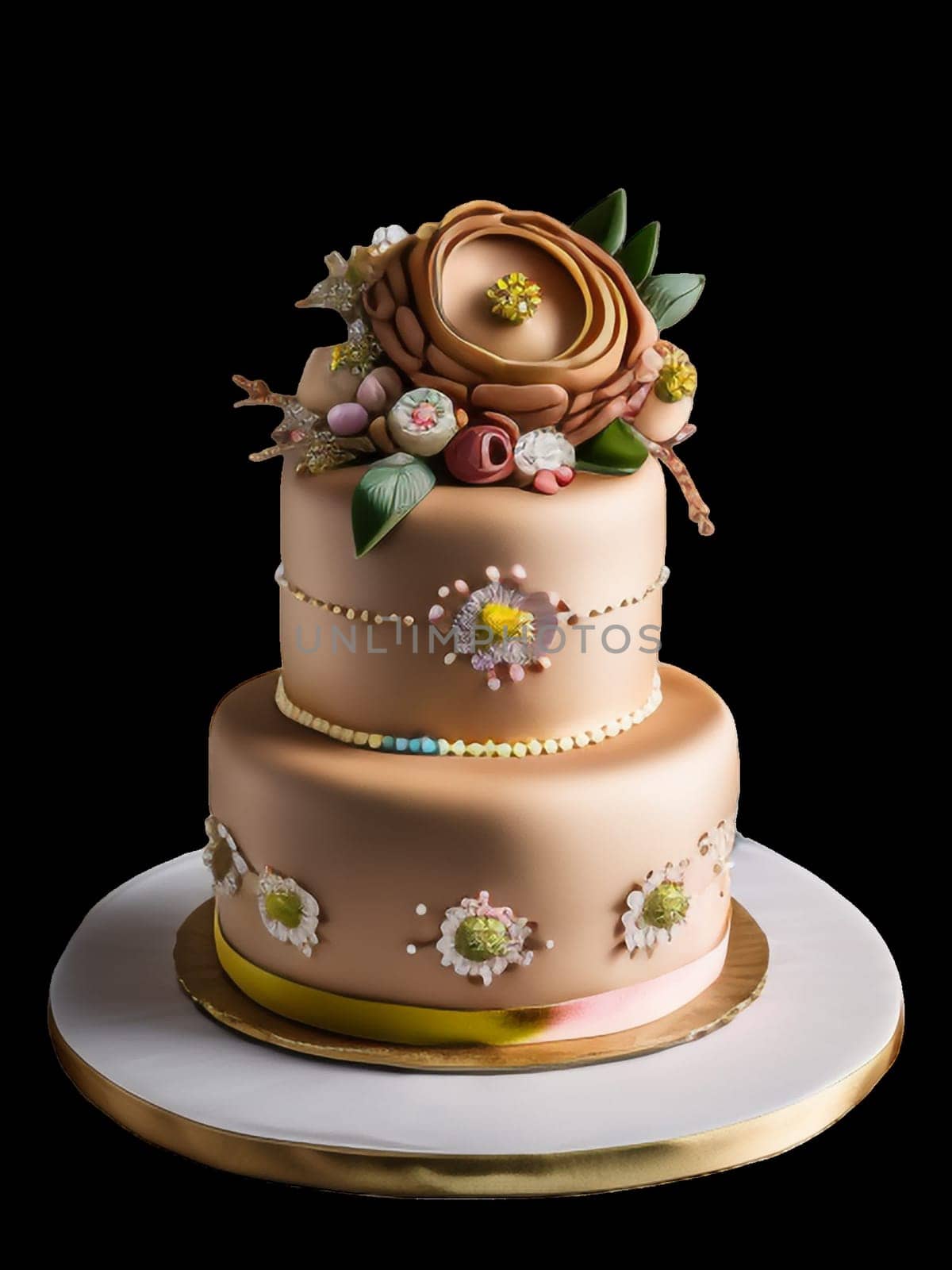 wedding marzipan cake. isolated background. generative AI