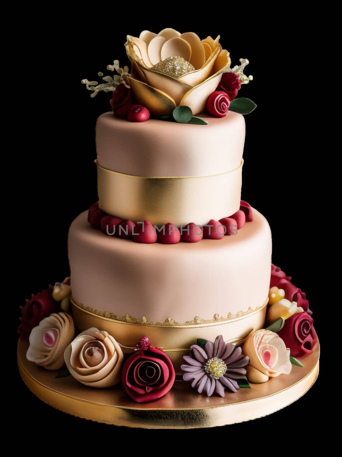 wedding marzipan cake. isolated background. generative AI