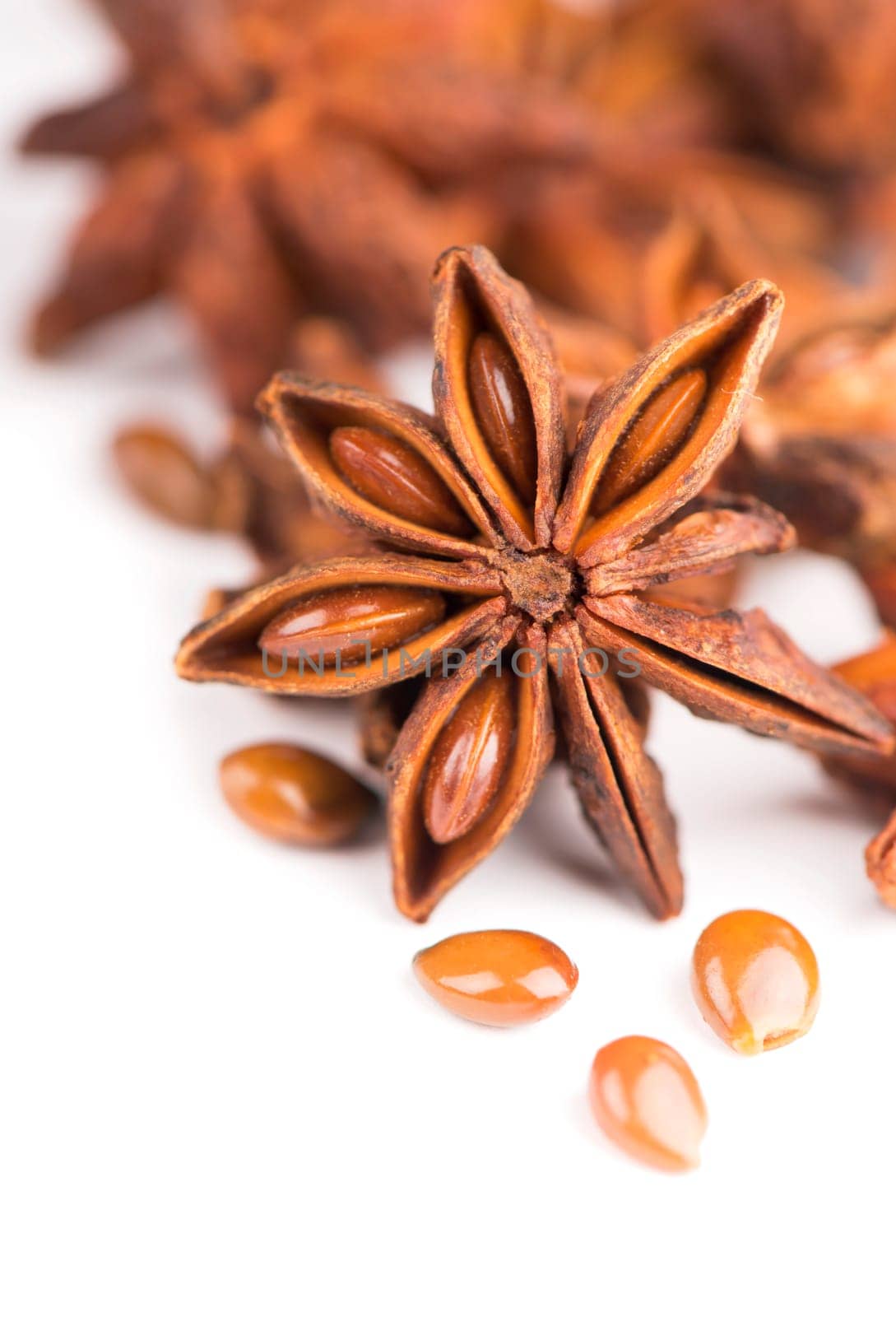 anisetree anise. Spices and dry herbs. Whole Star Anise isolated on white background by aprilphoto