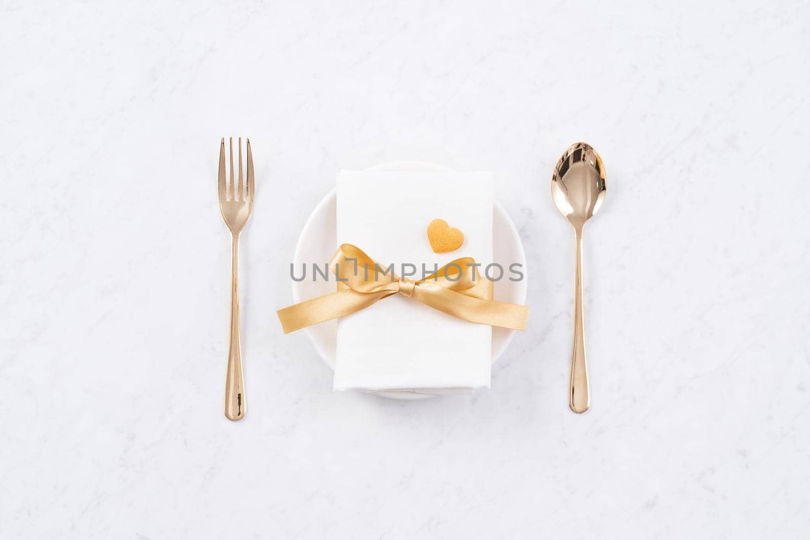 Valentine's Day design concept - Romantic plate dish set for restaurant holiday celebration meal promo for couple and lover dating, top view, flat lay