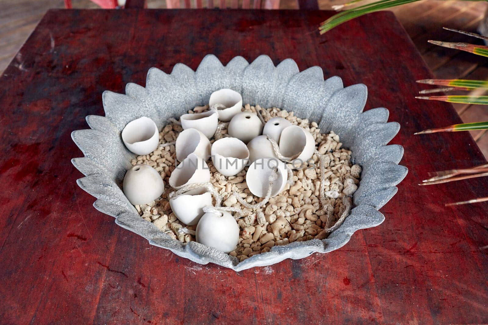 shells as a decoration in a massage hut in carribean.