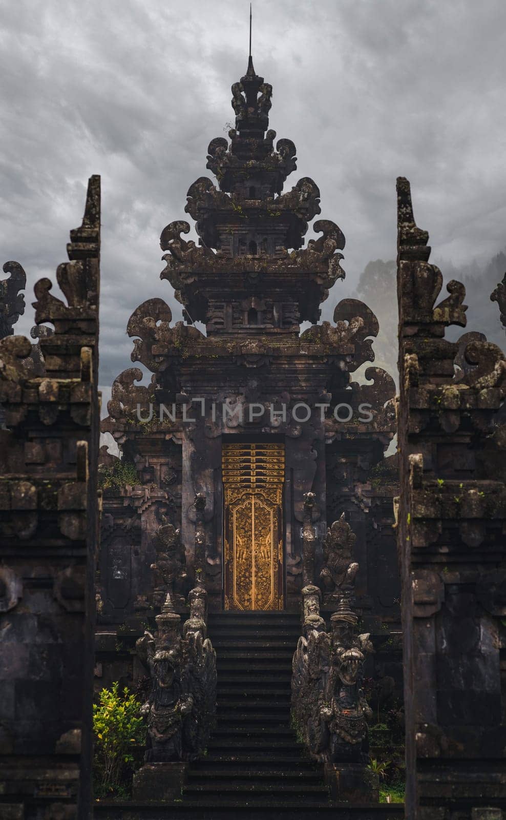 Close up shot of Pura Lempuyang and gates of heaven. Sacred temple in Bali, holy touristic attraction in Ubud