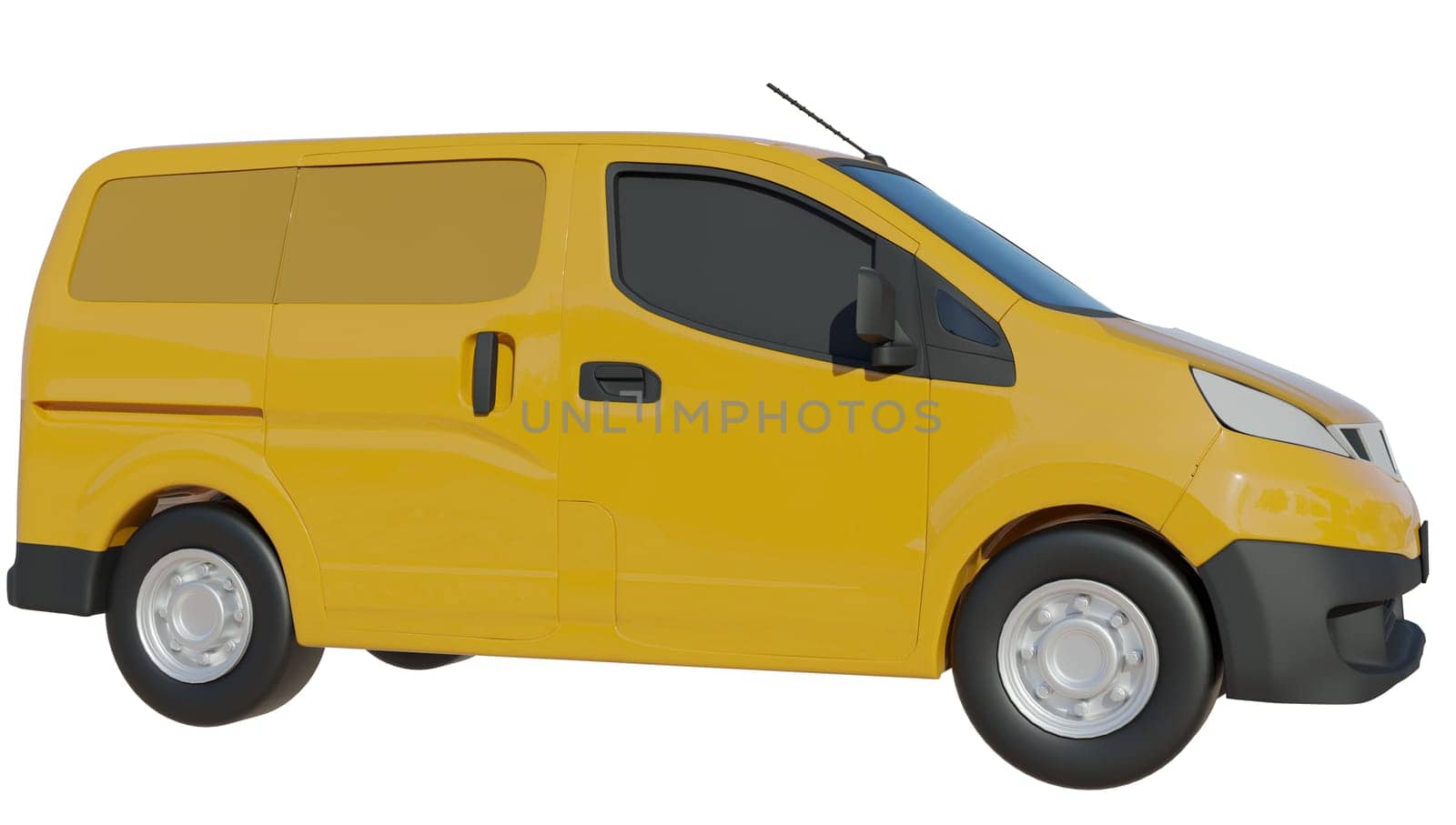 Realistic Delivery Van mockup on transparent layer for branding design and corporate identity company