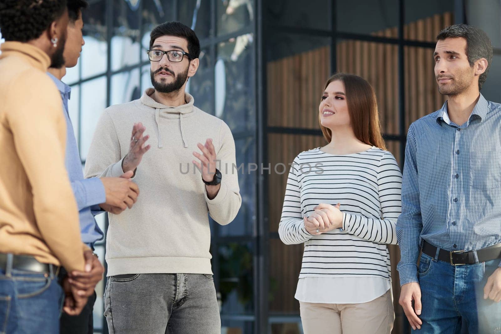 People meeting in the office for daily business training