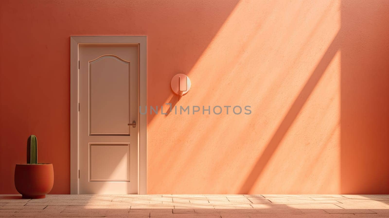 Plastered wall, door and shadows by cherezoff