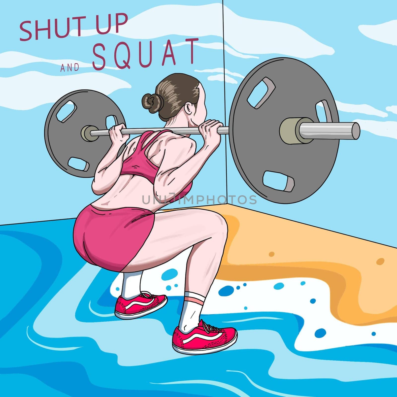 organ,art,facial,expression,cartoon,happy,vertebrate,hairstyle,gesture,mammal,leisure,barbell,exercise,illustration,powerlifting,squat,weightlifter,weightlifting,weights