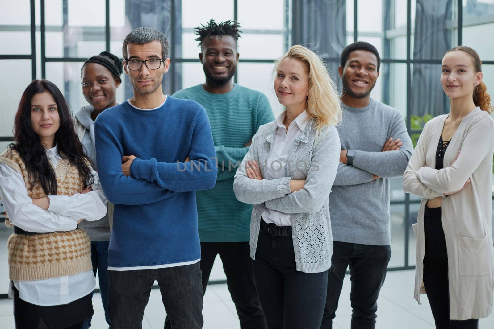 group of successful business people standing in the office