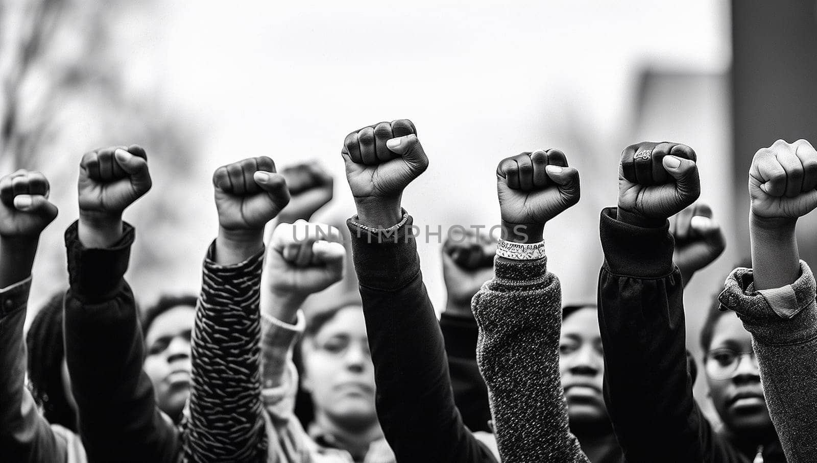 Black lives matter activist movement protesting against racism and fighting for equality Demonstrators from different cultures and race protest on street for justice and equal rights equality