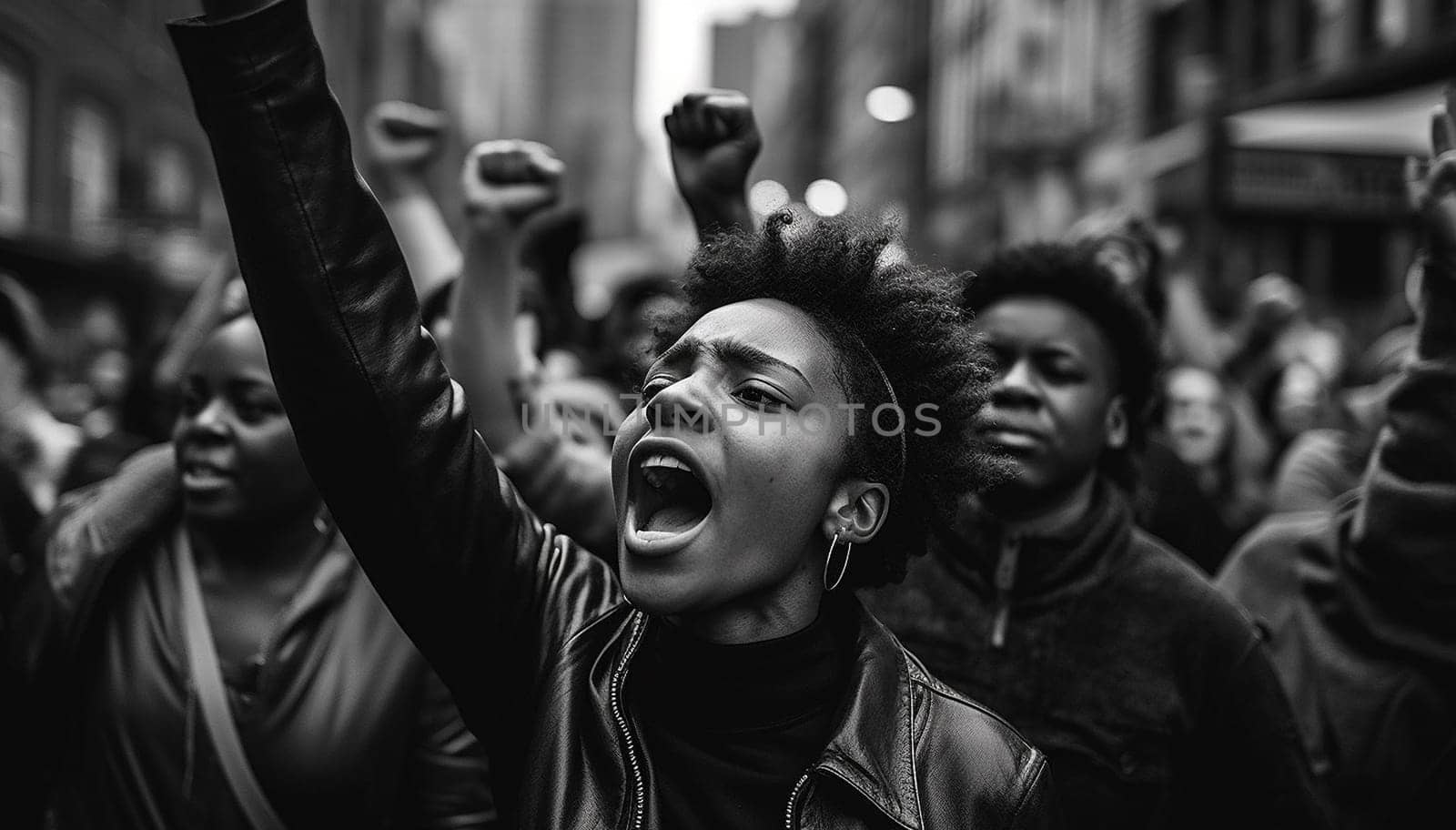 Black lives matter activist movement protesting against racism and fighting for equality Demonstrators from different cultures and race protest on street for justice and equal rights equality