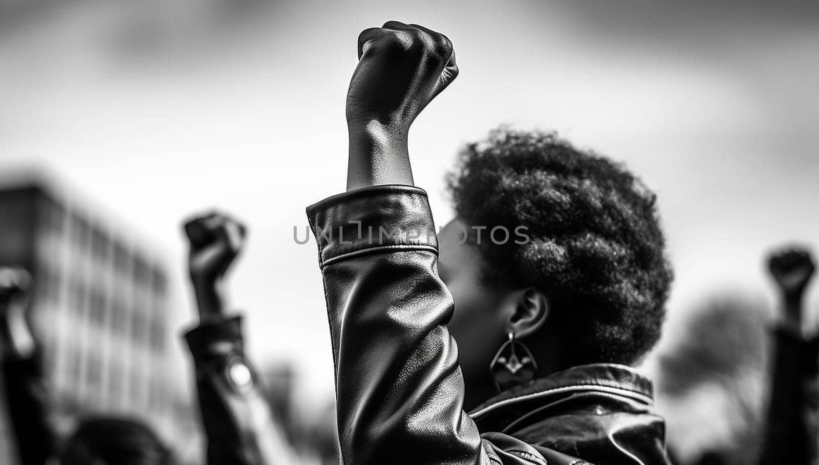 Black lives matter activist movement protesting against racism and fighting for equality Demonstrators from different cultures and race protest on street for justice and equal rights equality