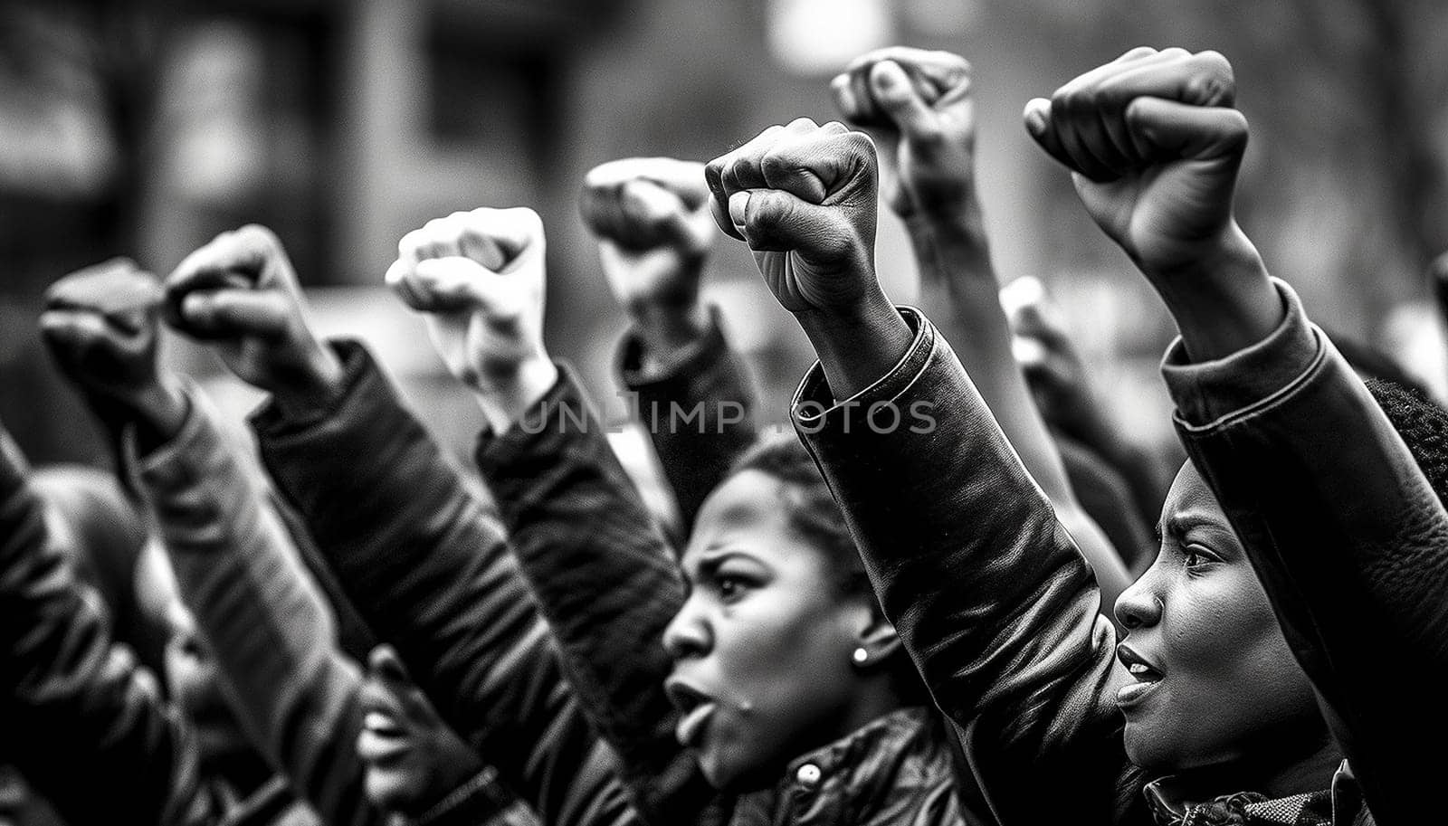 Black lives matter activist movement protesting against racism and fighting for equality Demonstrators from different cultures and race protest on street for justice and equal rights equality