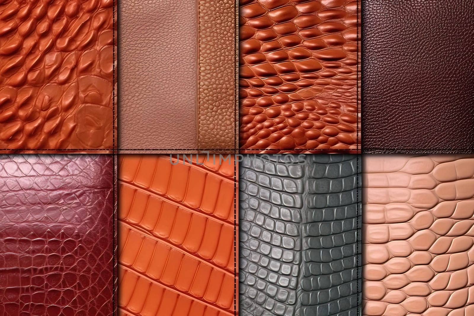 Examples of leather textures for sewing bags. Generative Artificial Intelligence by Yurich32