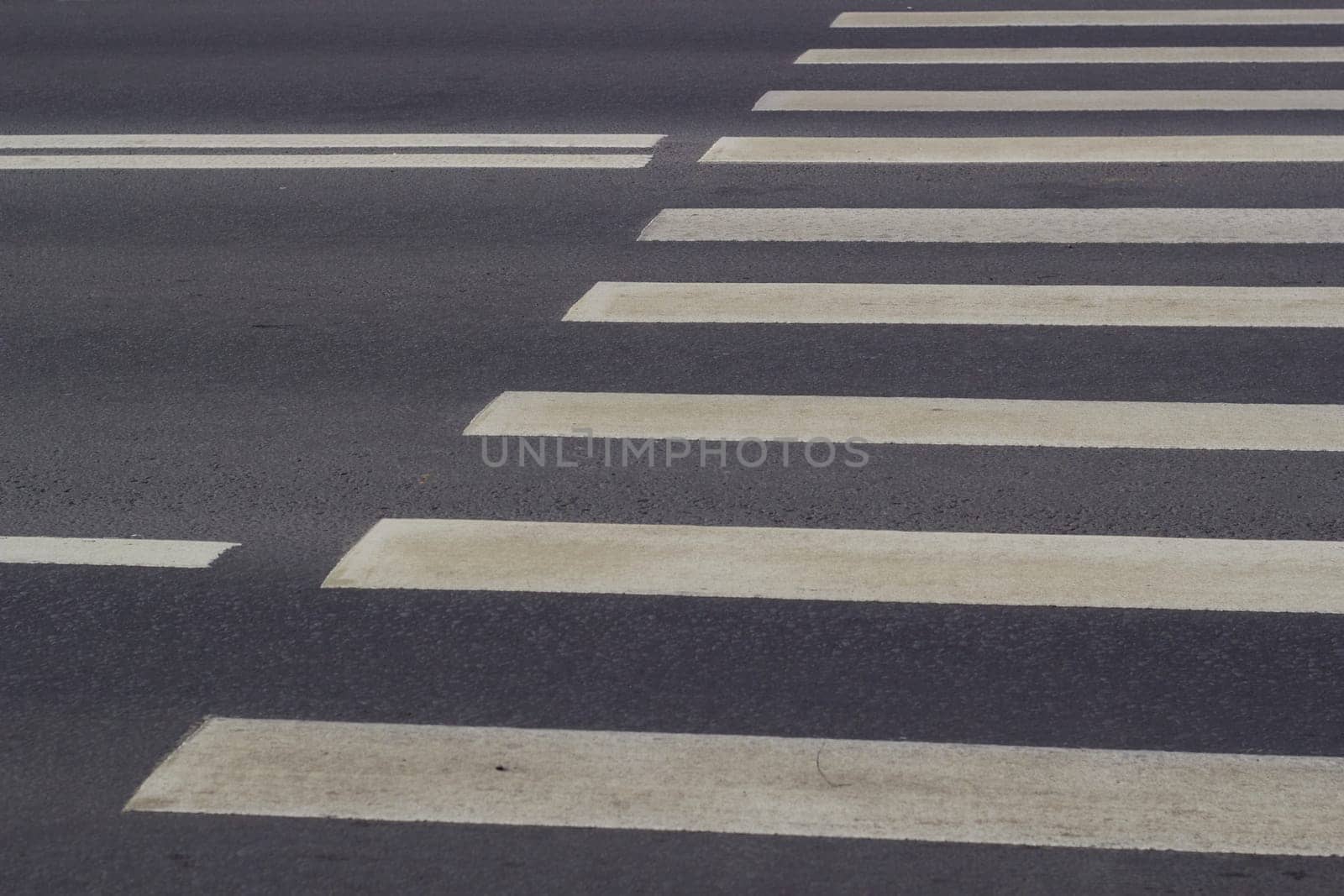 asphalt road white paint markings of pedestrian crossing. by electrovenik