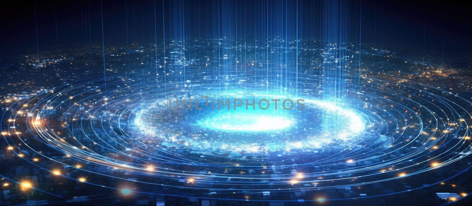 Beautiful technological background of luminous spheres and other elements