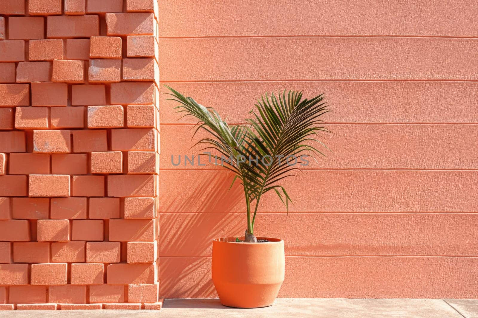 Plastered wall, plant and shadows by cherezoff