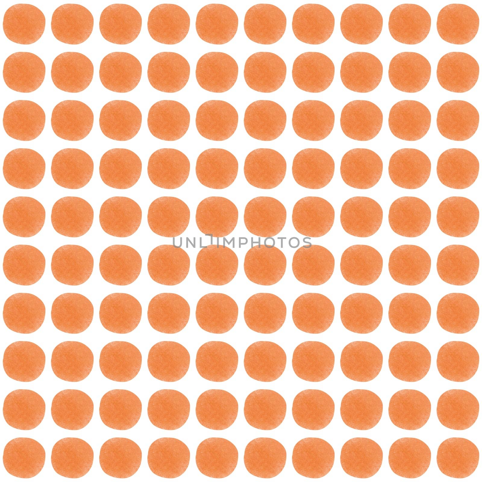 Orange circle polka dot on white background by chalk color painting