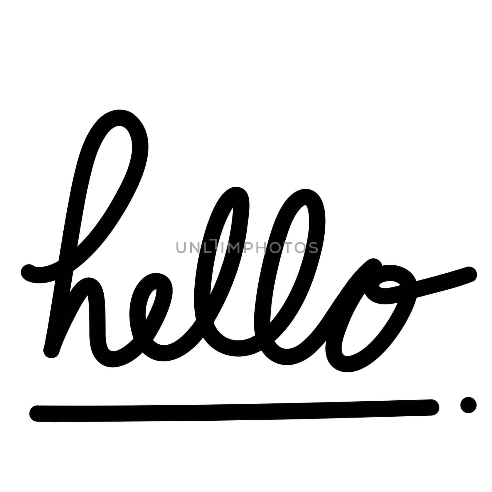 Hello word, an English greeting by calligraphy handwriting by iamnoonmai