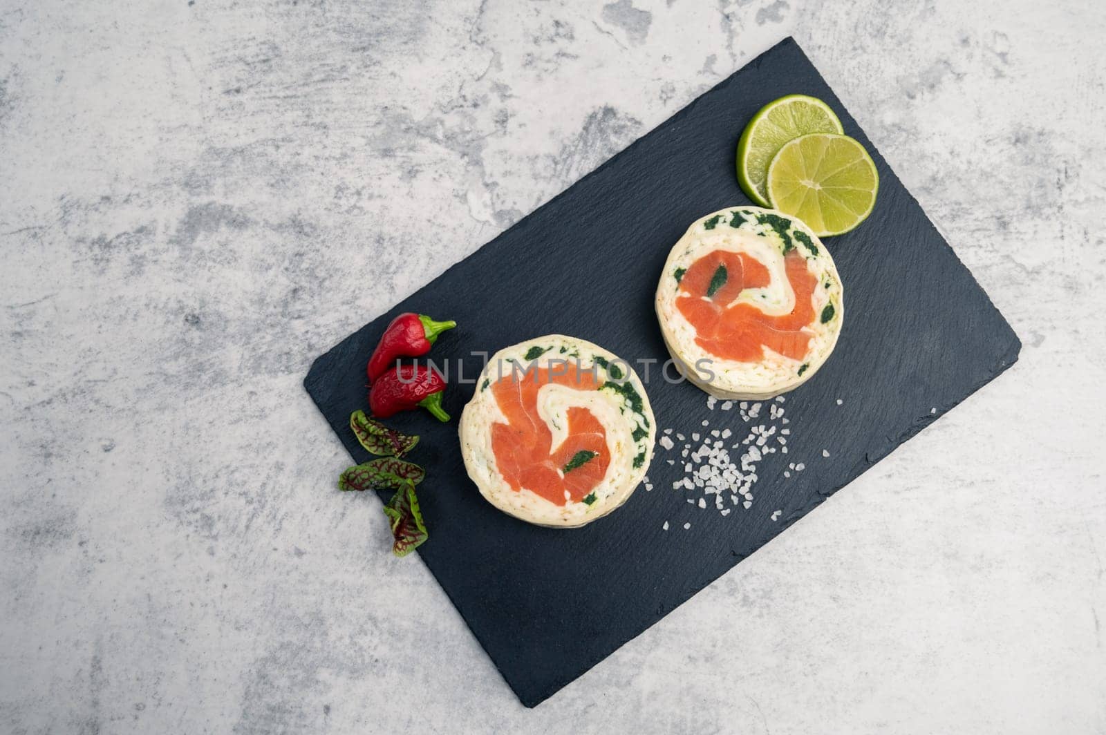Salmon roll with mozzarella. Semi-finished dish