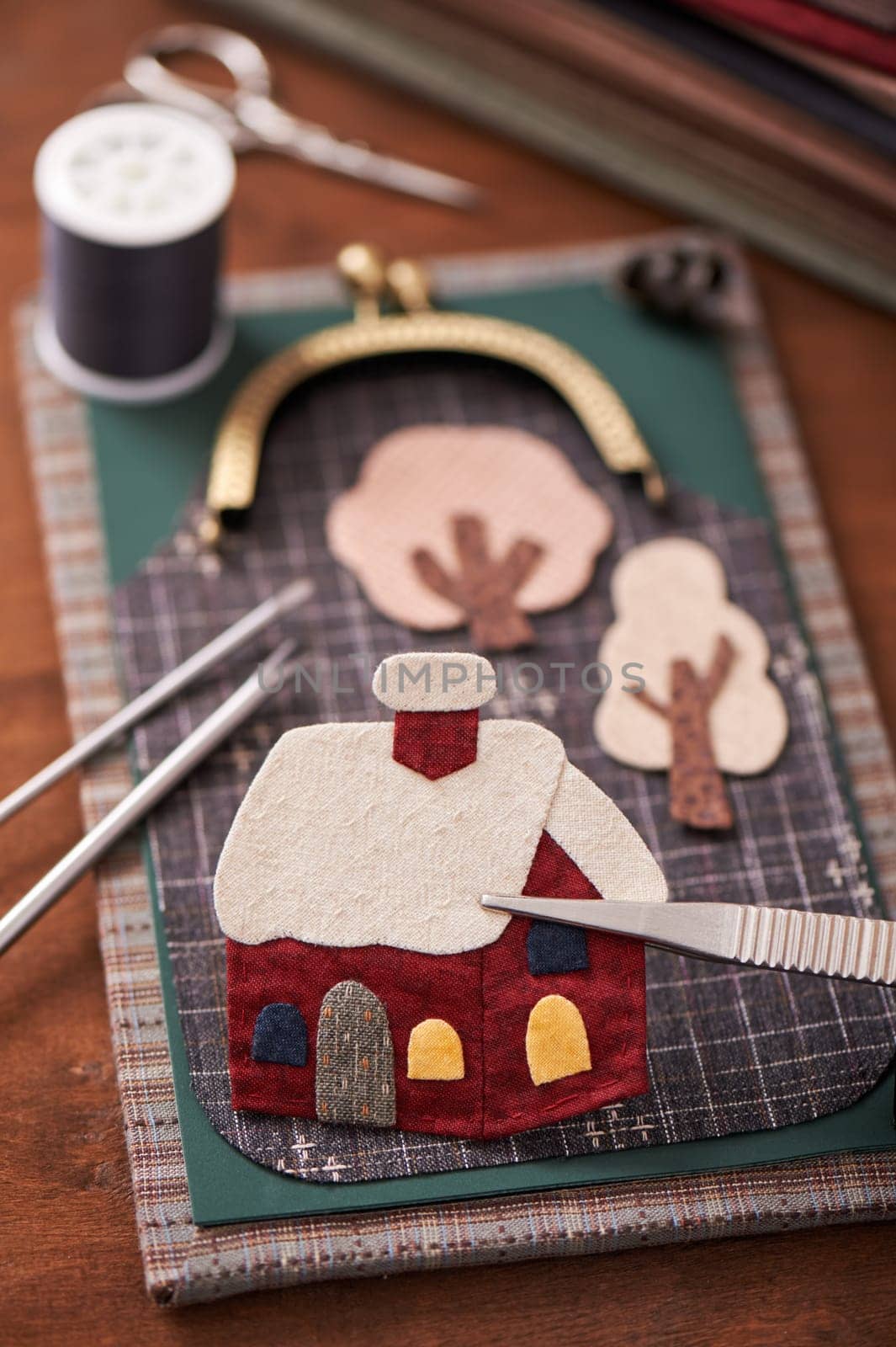 House is applique detail and applique tools for fabric