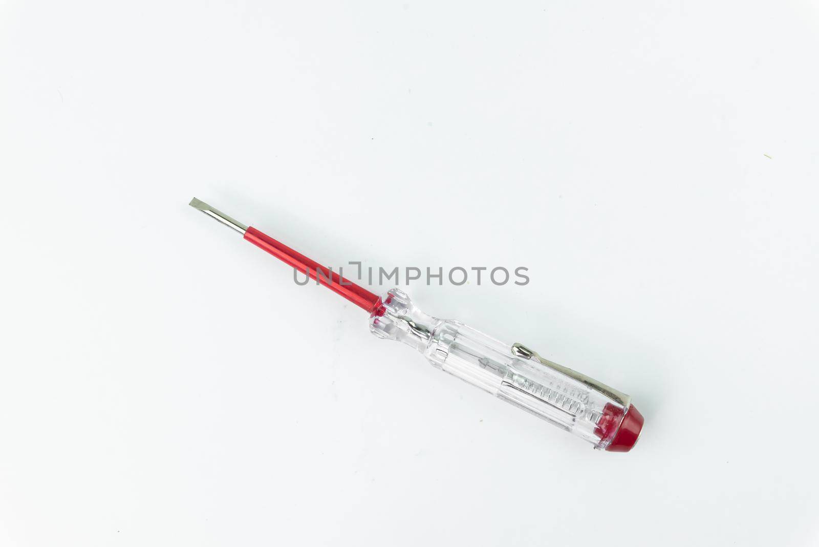 Screwdriver with red hand on white background by Wmpix