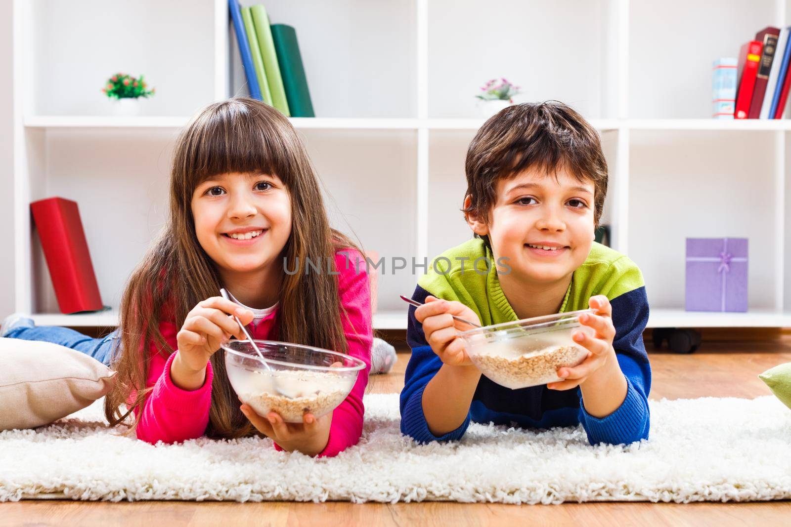 Image of children having healthy breakfast.