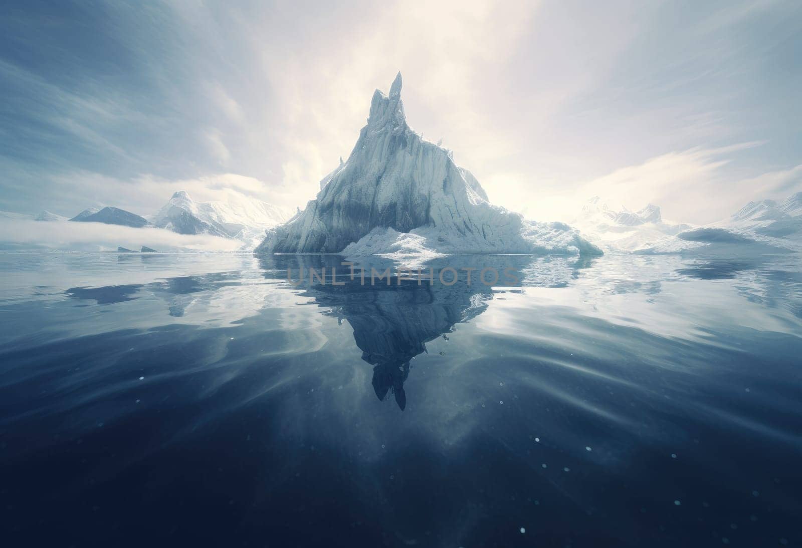 A large iceberg in the sea. Dramatic scene