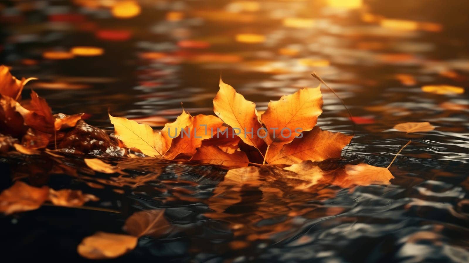 Autumn yellow leaves on the ground by cherezoff