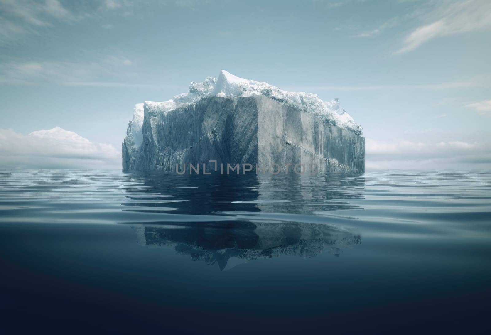 A large iceberg in the sea. Dramatic scene