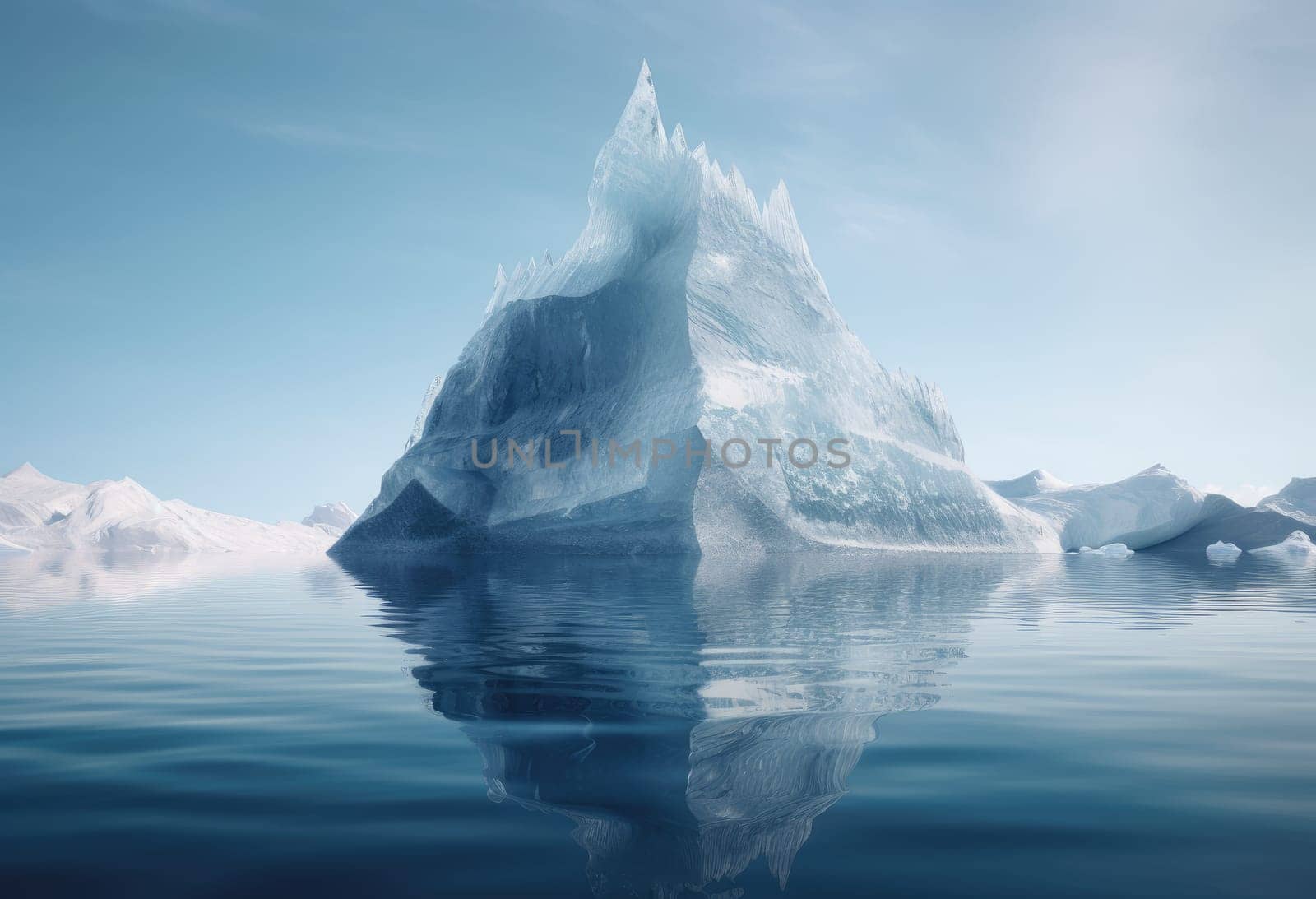 A large iceberg in the sea. Dramatic scene