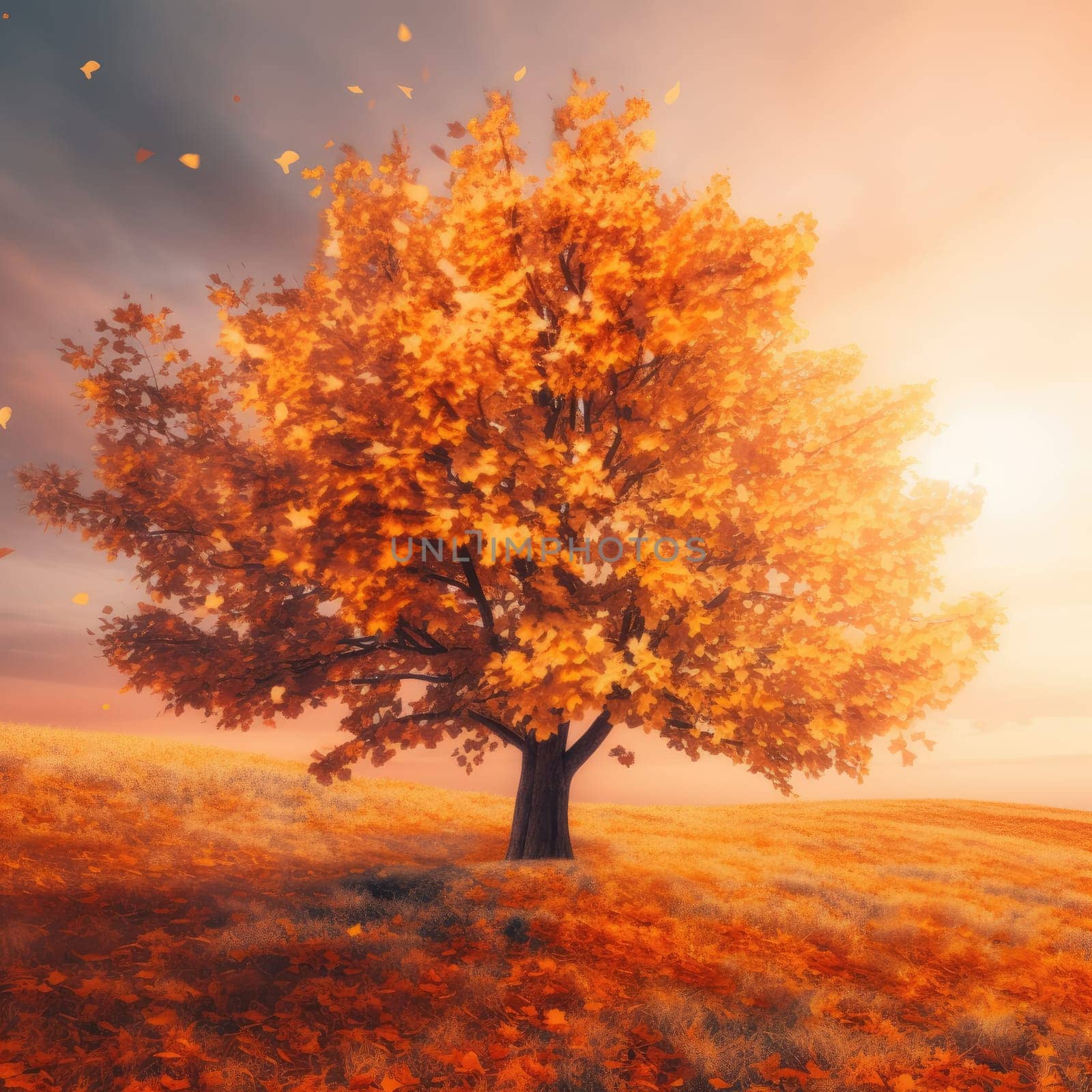 Yellow autumn tree. Autumn landscape. The concept of nature