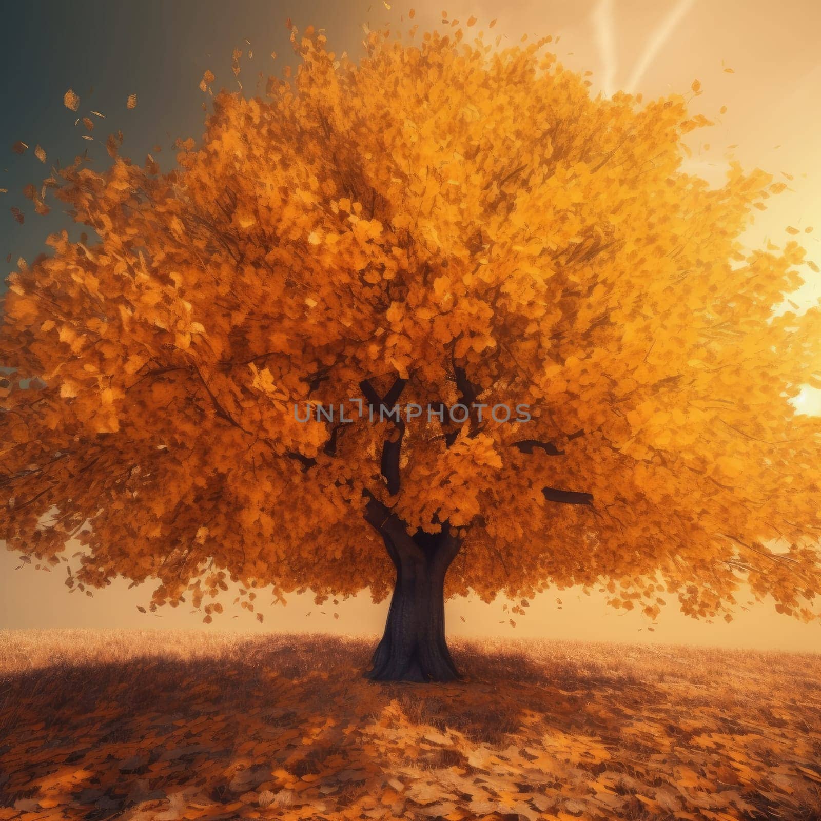 Yellow autumn tree by cherezoff