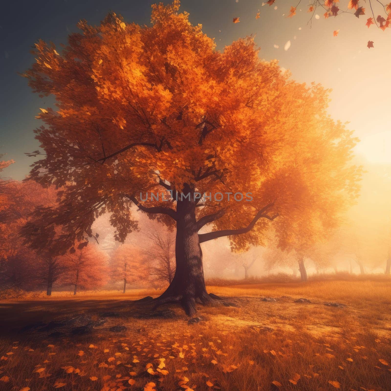 Yellow autumn tree by cherezoff