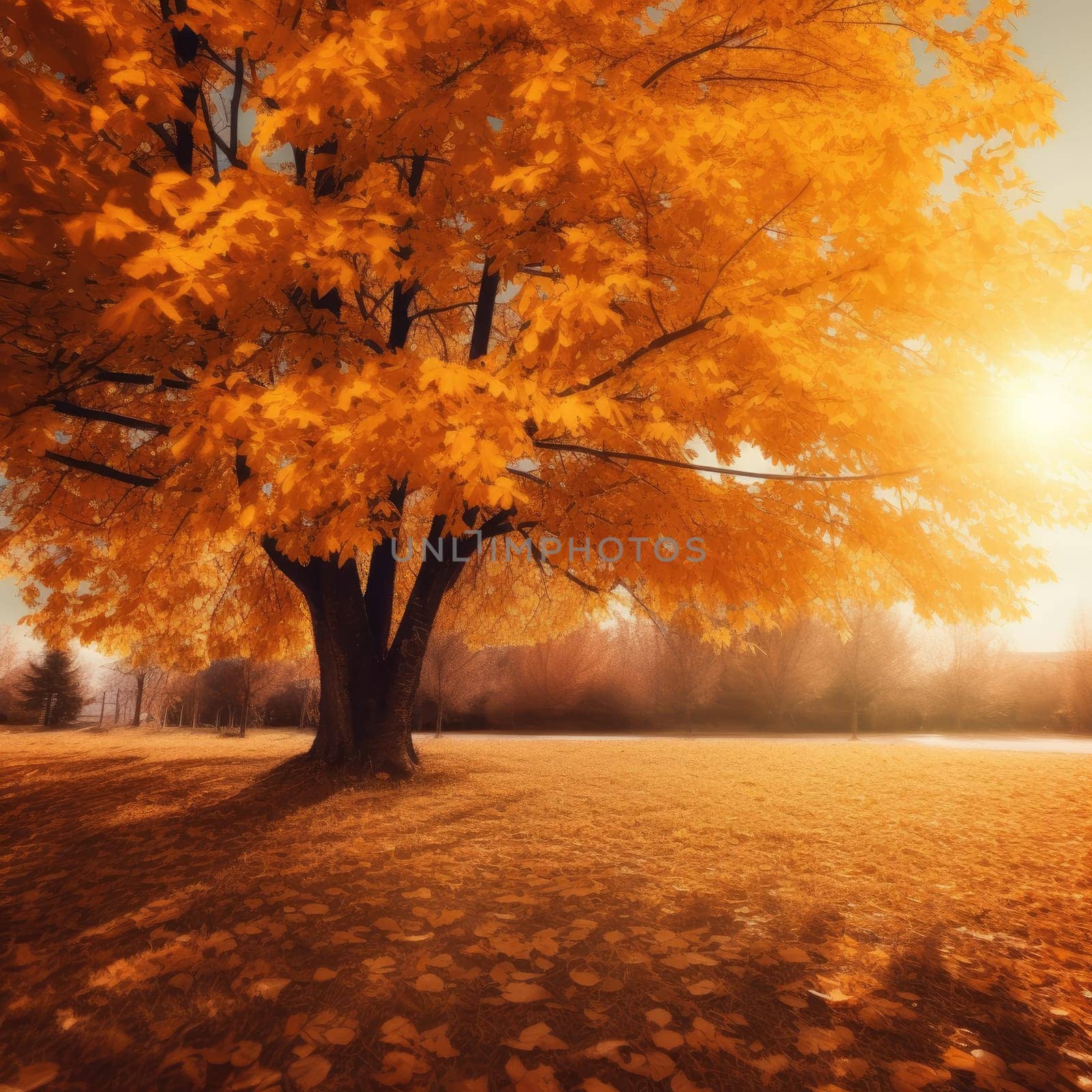 Yellow autumn tree by cherezoff
