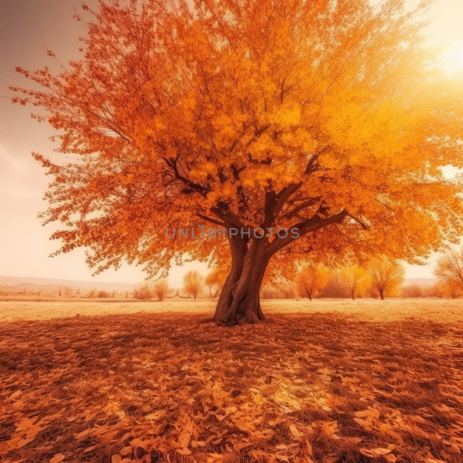 Yellow autumn tree by cherezoff