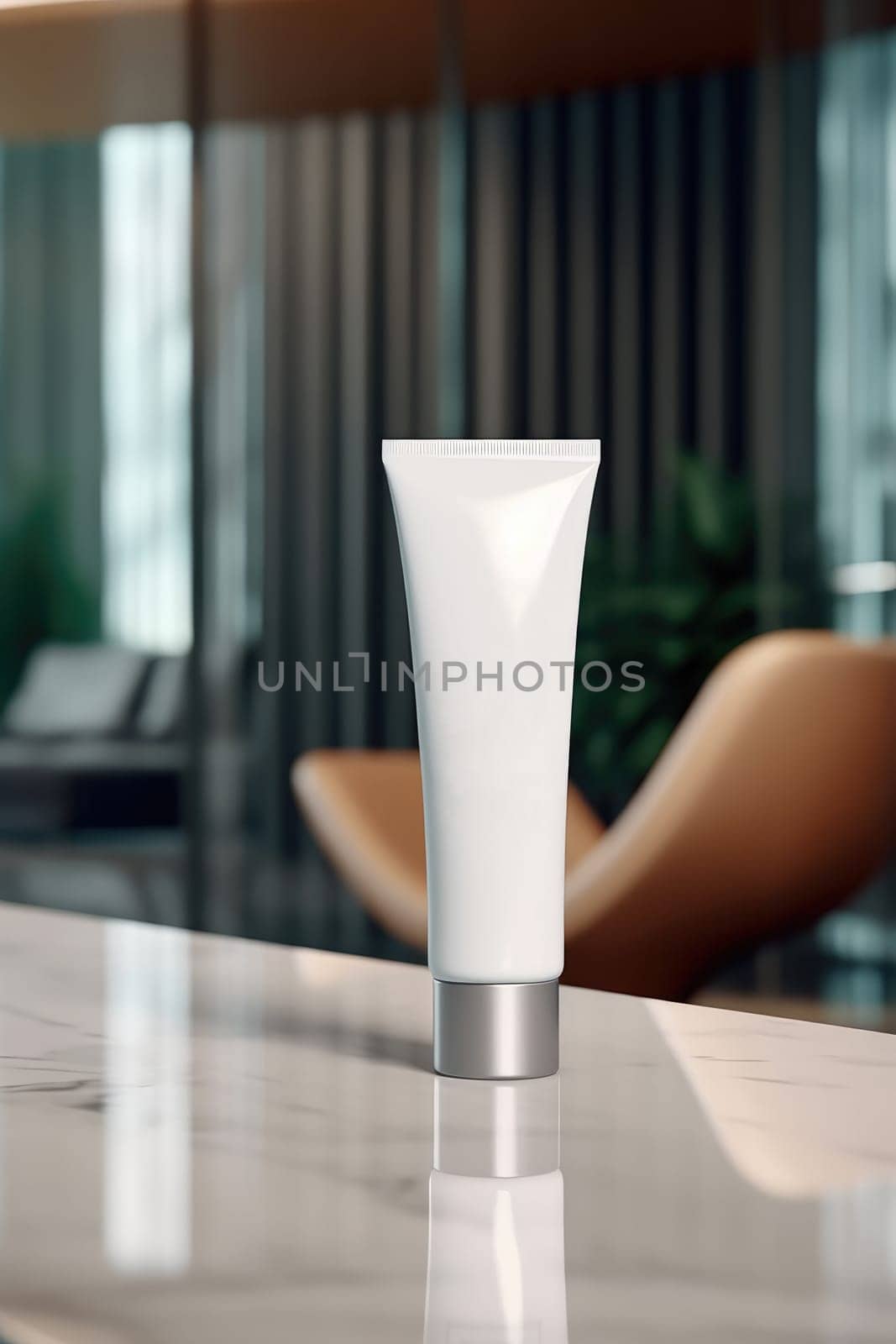 Moisturiser hand cosmetic cream white plastic tube mockup front view. Hand cream bottle. AI Generative