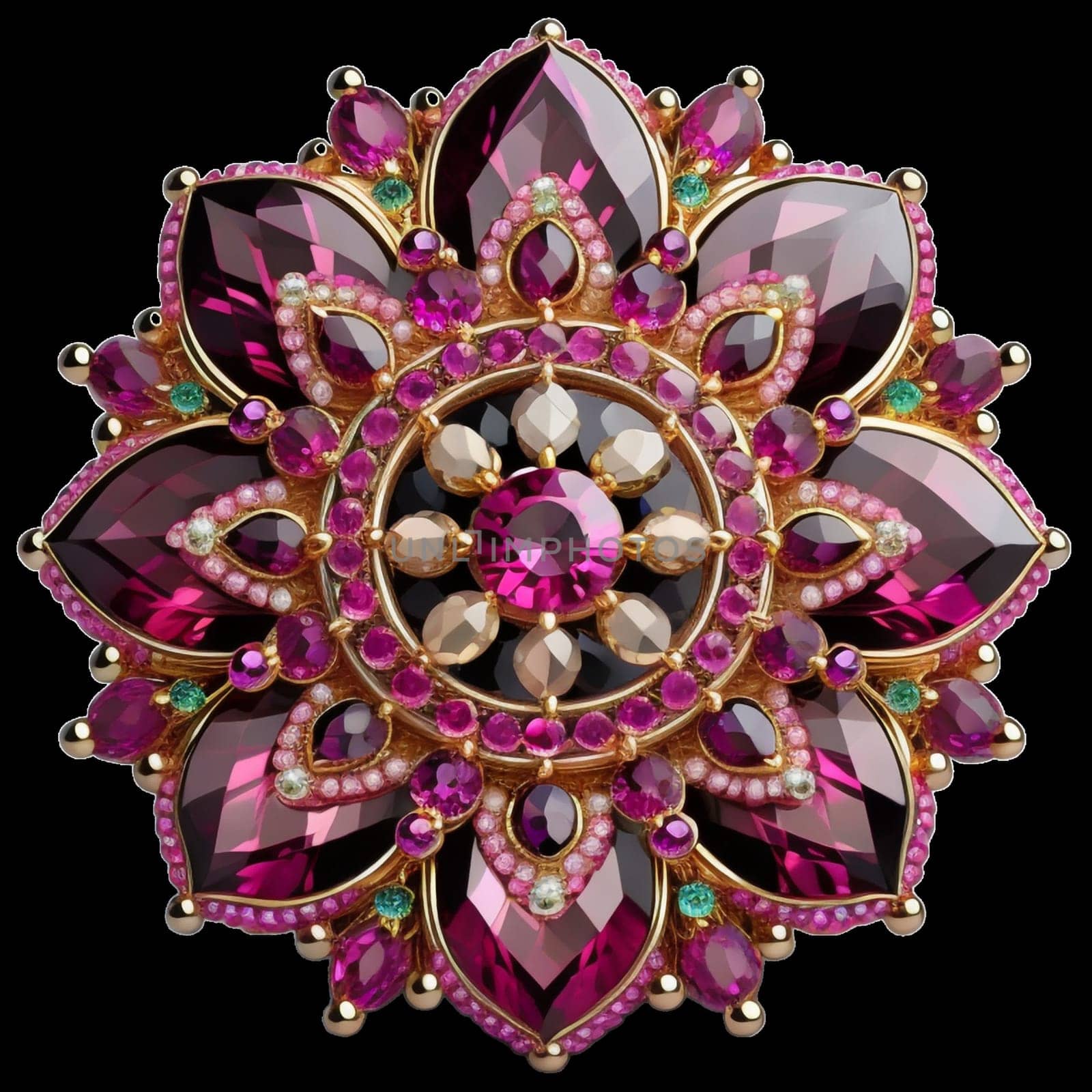 mandala-like gemstones brooch by gallofoto